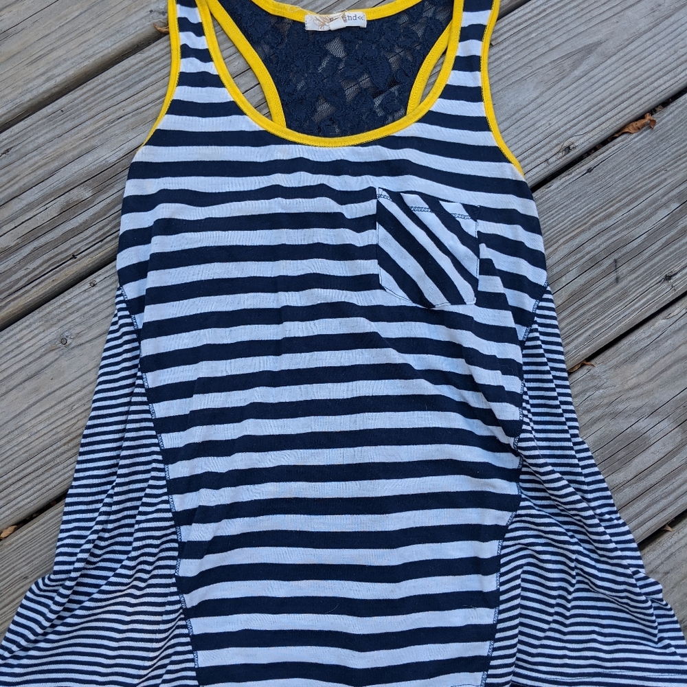 Summer tank, large, lace, stripes